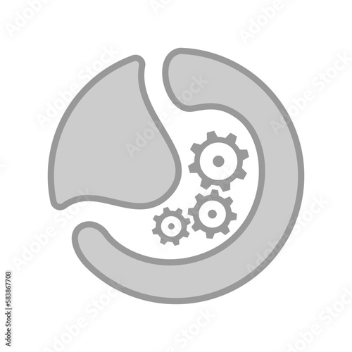Digestion process graphic icon. Stomach sign in the circle isolated on white background. Vector illustration
