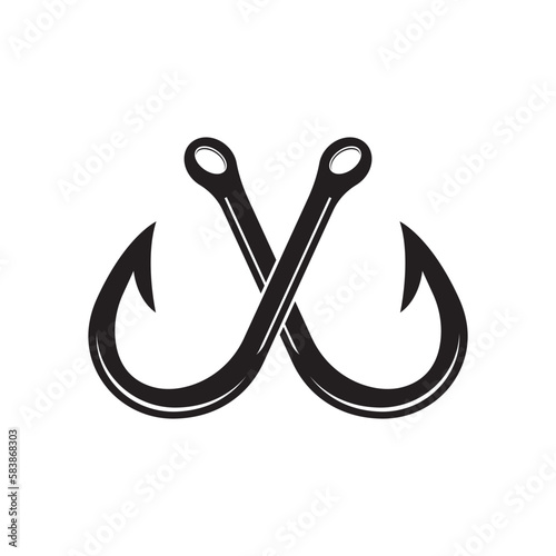 Fishing hook logo vector icon illustration design