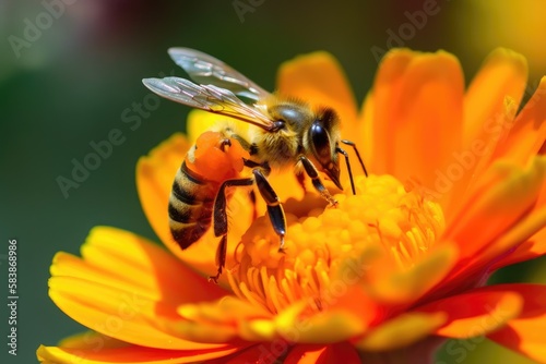 Bee Collecting Pollen Generative ai © ChaoticMind