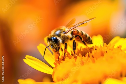 Bee Collecting Pollen Generative ai © ChaoticMind