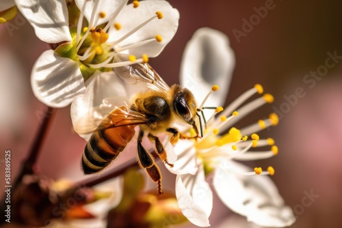 Bee Collecting Pollen Generative ai