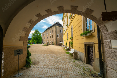 Archway leading to courtyard of Blatna Castle, Blatna, Strakonice District, South Bohemian Region photo