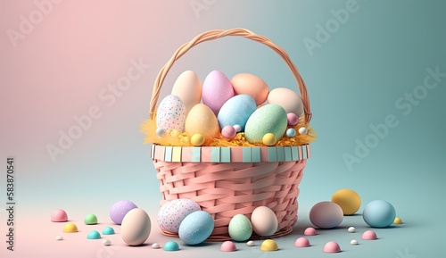 easter eggs n the basket. Generative Ai