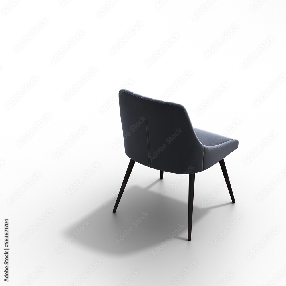 chair with shadow under it isolated on a transparent background, interior furniture, 3D illustration, cg render