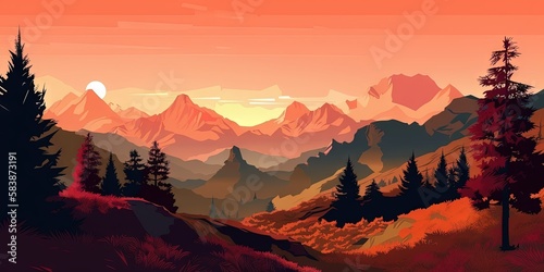 Swiss Sunrise over Autumn Peaks, Generative AI