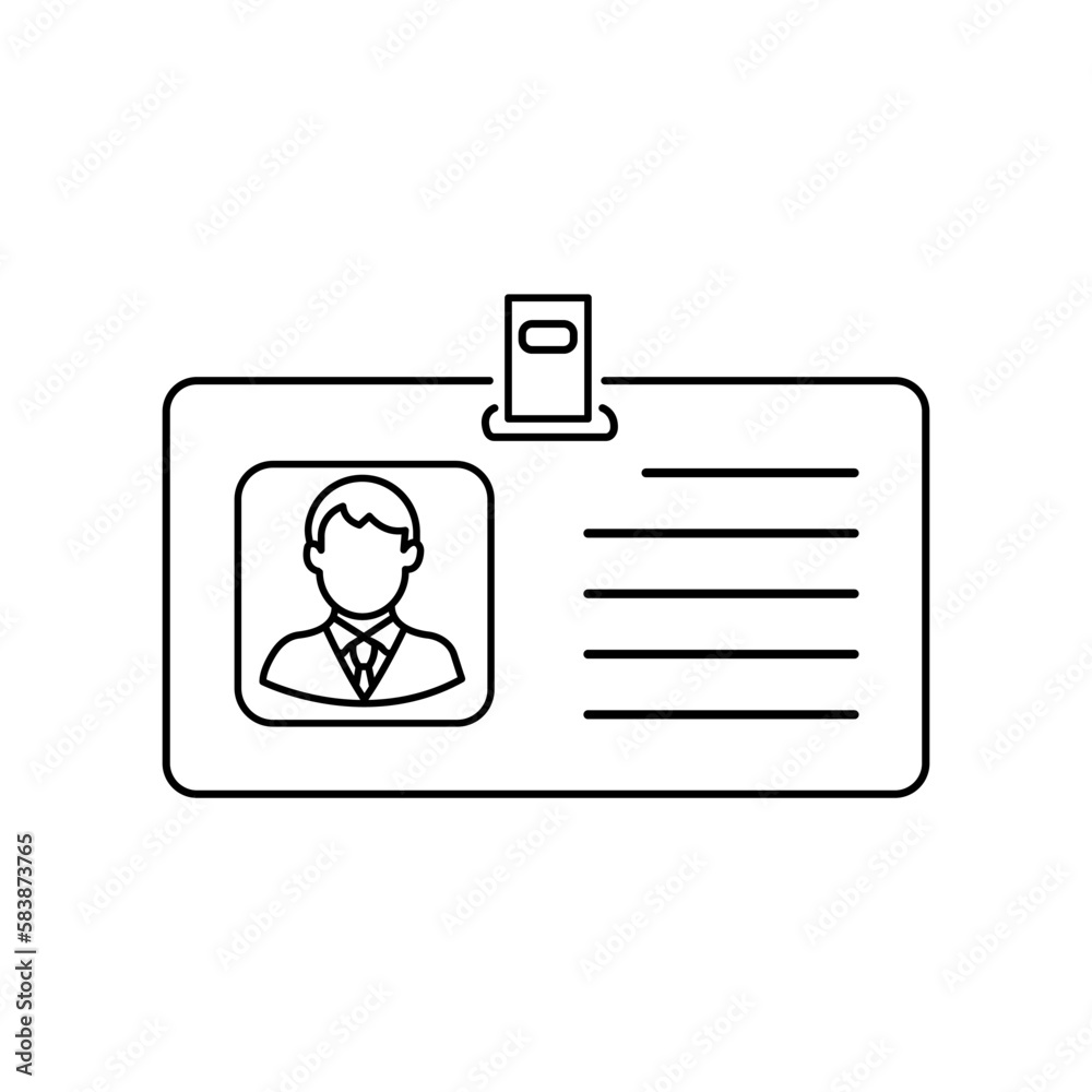 Identification card vector line icon isolated on white background. Identification card line icon for infographic, website or app. Scalable icon designed on a grid system.
