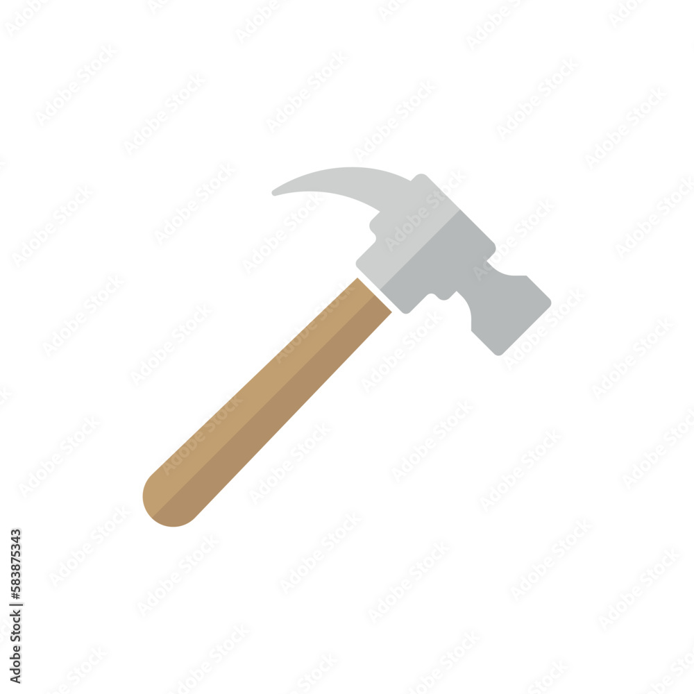 Hammer flat icon on white background Hammer flat icon on white background
