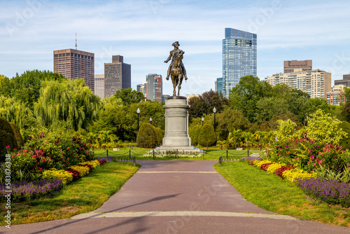 George Washington Statue in Boston Public Gardens, Boston, Massachusetts, New England photo