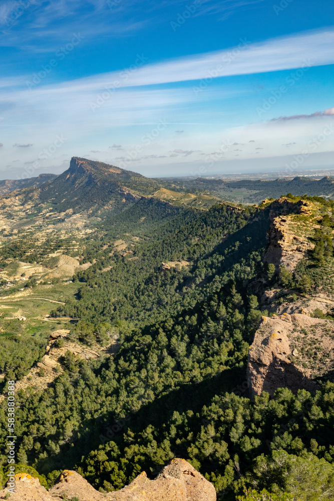 Mountain views from Las Murallas de King Kong hiking path in Murcia, Spain