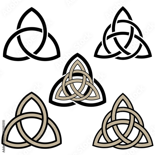 Celtic trinity knot. Set of celtic braids isolated on white background. Viking, medieval style vector illustration. Element for graphic design