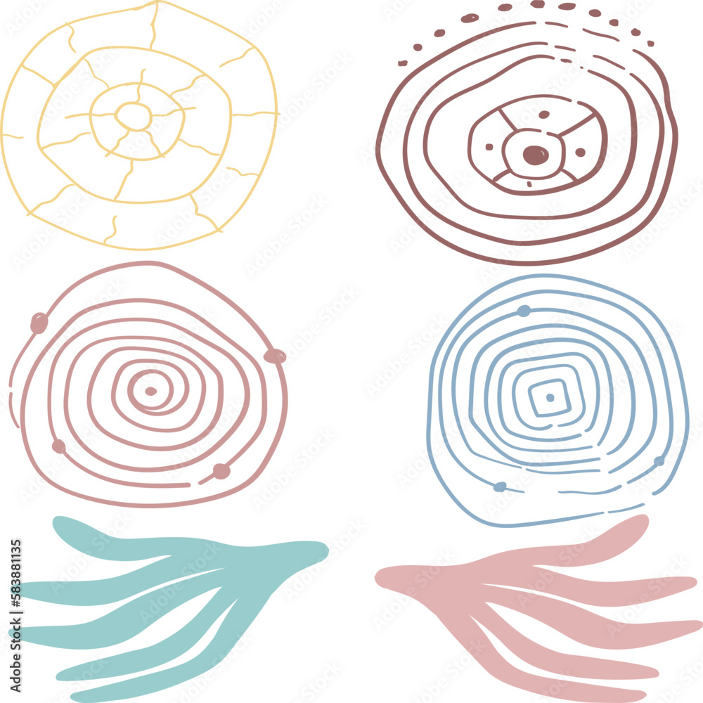 Set of round abstract colorful nautical patterns Set of round abstract colorful nautical patterns