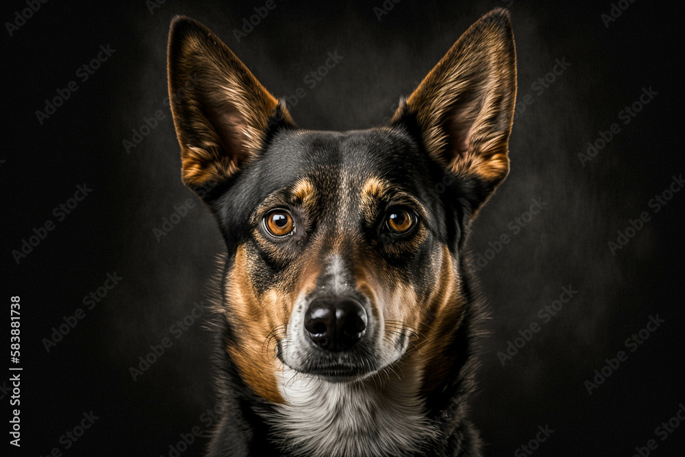 Fototapeta premium Discover the Athletic and Loyal Australian Kelpie Dog on a Striking Dark Background
