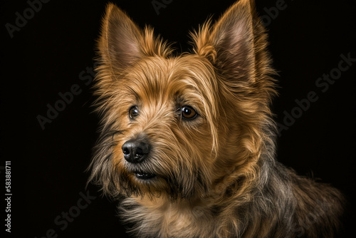 Australian Terrier Dog: A Loyal and Spirited Breed on a Striking Dark Background