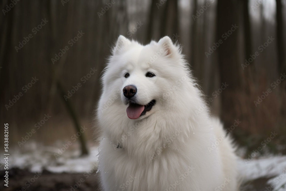 Samoyed, family dog, Generative AI Samoyed, family dog, Generative AI