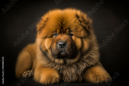 Majestic Chow Chow: Captivating Image of a Noble Breed on a Dark Background