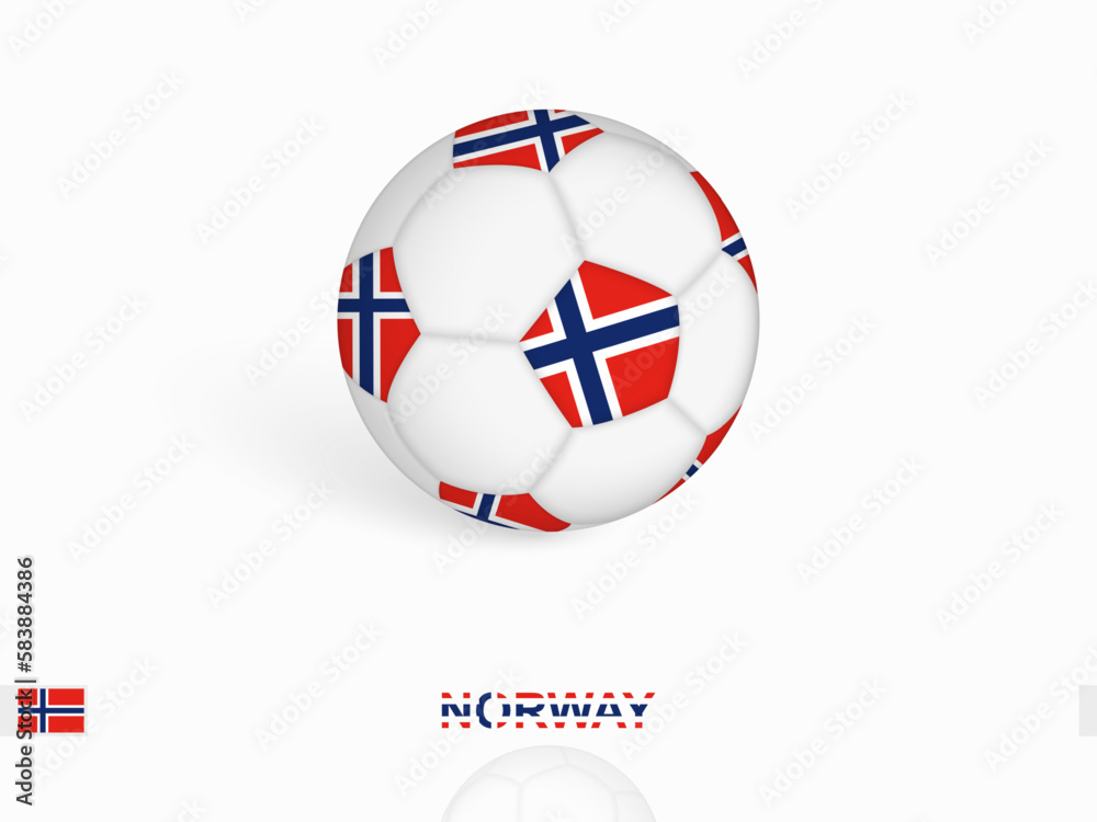 Obraz premium Soccer ball with the Norway flag, football sport equipment.