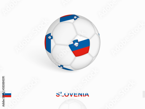 Soccer ball with the Slovenia flag, football sport equipment.