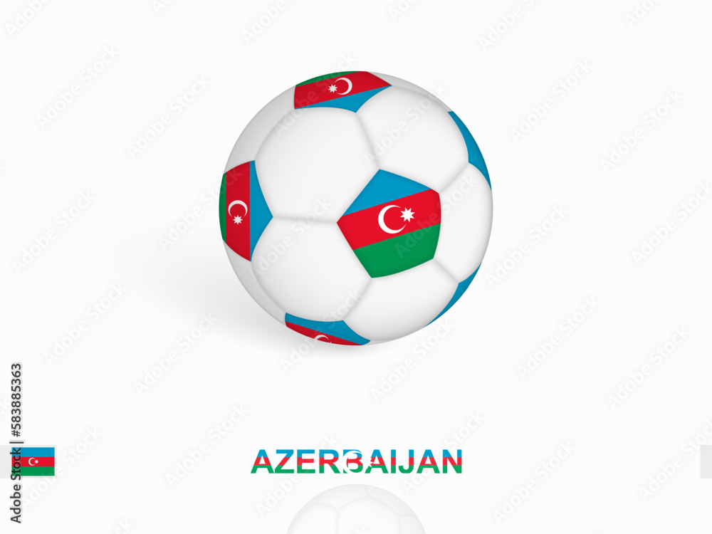 Soccer ball with the Azerbaijan flag, football sport equipment.