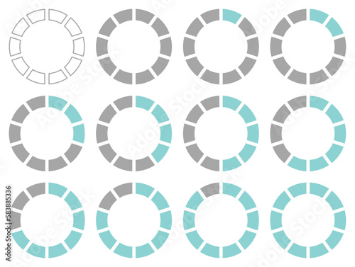 Set Tortendiagramme Prozente Grau Türkis