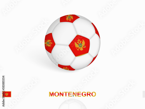 Soccer ball with the Montenegro flag  football sport equipment.