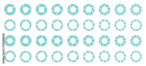Set Tortendiagramme Pfeile Türkis