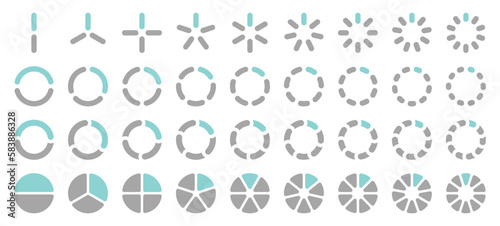 Set Gerundete Tortendiagramme Grau Türkis