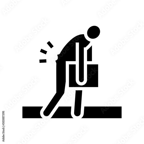 back hurts man sprain glyph icon vector illustration