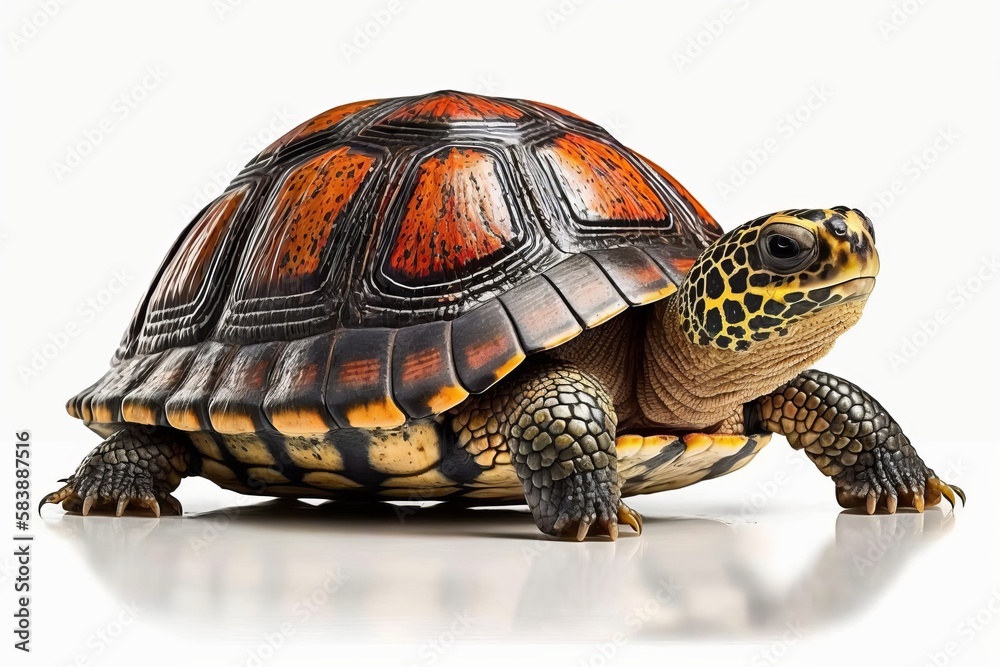 Obraz premium Red back turtle on a white background