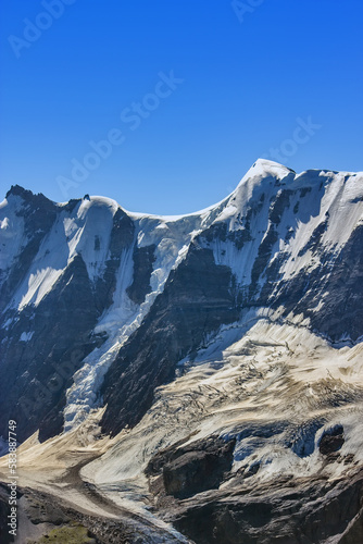 Close view of the Jungfrau Swiss Alps and glacier from Schlithorn mountain