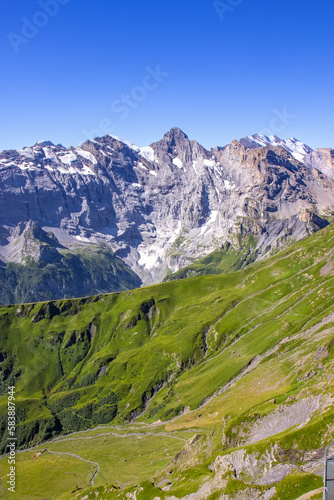 Scenic view on the Jungfrau Swiss Alps and glacier