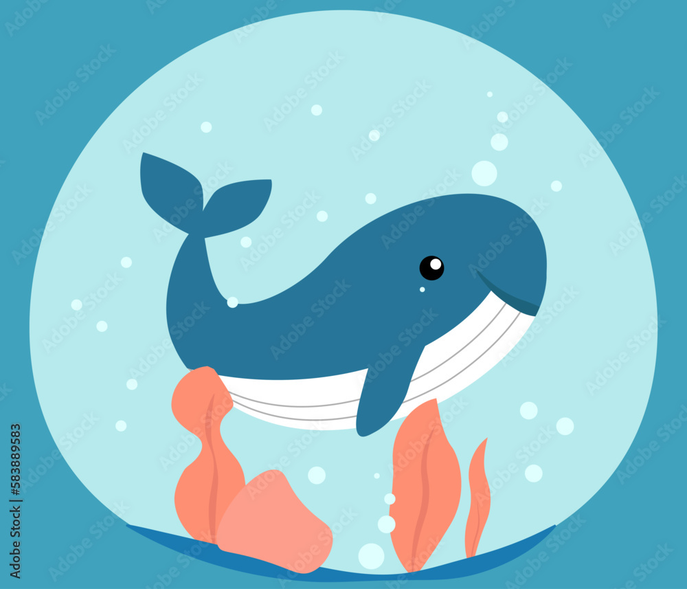 Obraz premium simple vector illustration blue whale