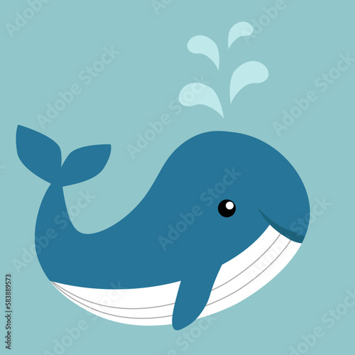 simple vector illustration blue whale