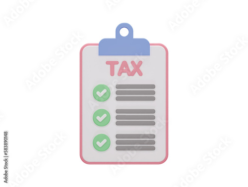 Tax form icon 3d vector rendering transparent element