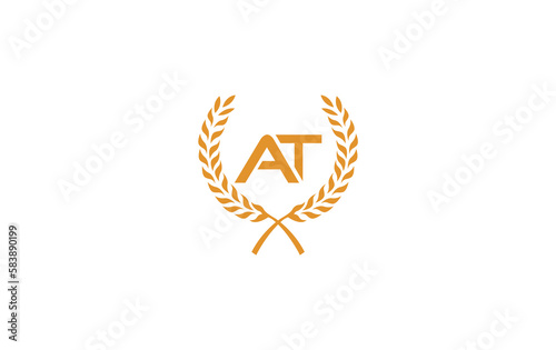 Laurel wreath logo and laurel wreath circle leaf icon design with letters. Laurel wreath leaf circle favicon and icon