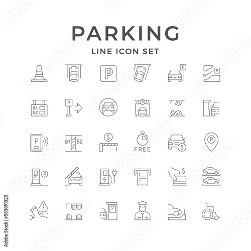 Set line icons of parking