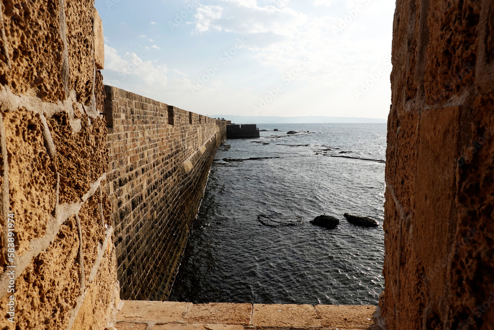 Sea walls of the Old City of Akko (Acre), Israel