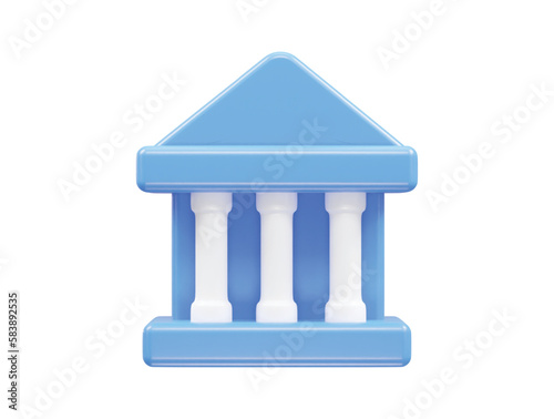 Bank icon vector 3d rendering illustration