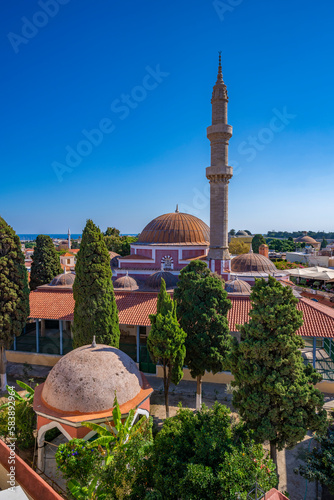 View of Mosque of Suleiman from elevated position, UNESCO World Heritage Site, City of Rhodes, Rhodes, Dodecanese Islands, Greek Islands photo