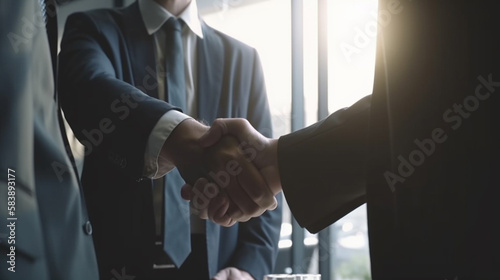 Business people shaking hands. Handshake concept. Generative Ai