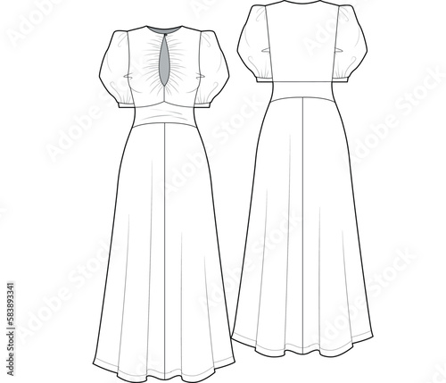 dress isolated on white background, women dress drawing