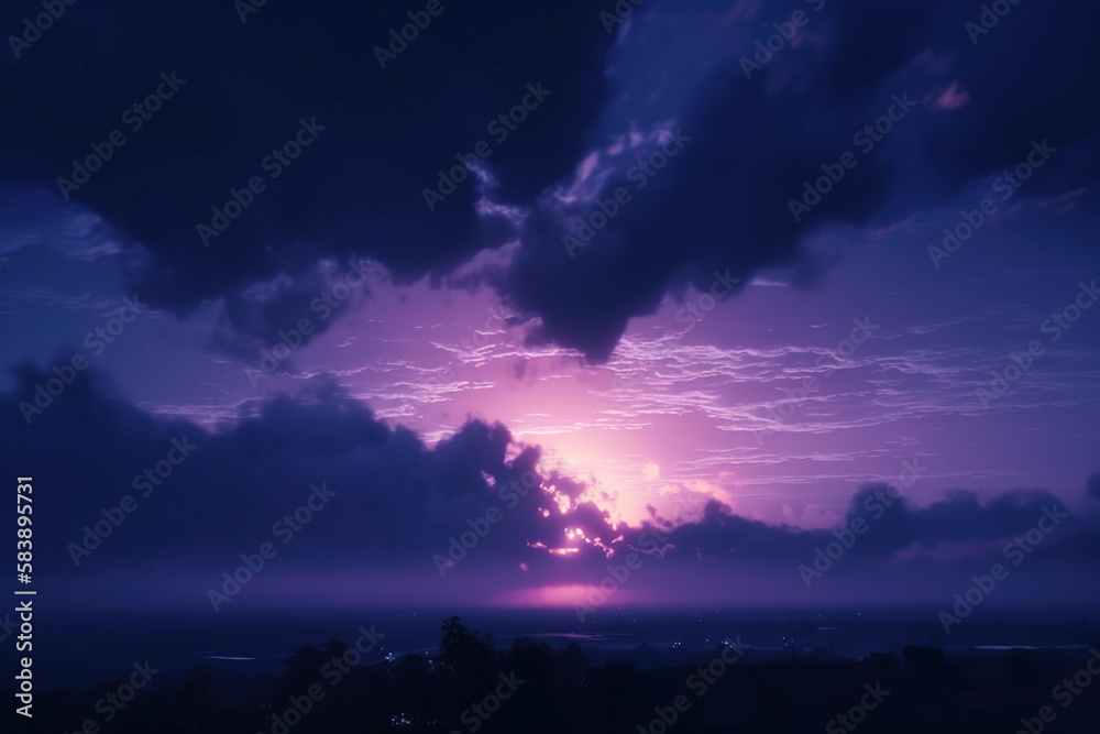 Fototapeta premium aesthetic purple sky background landscape Generative AI
