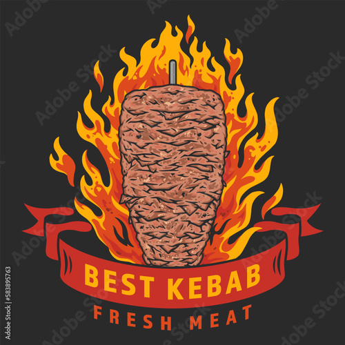 Kebab meat colorful vintage emblem