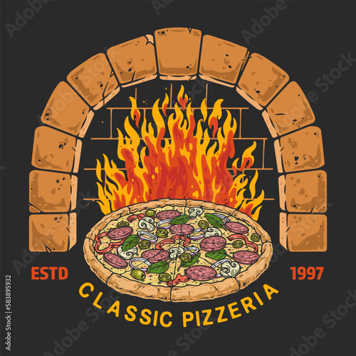Classic pizzeria vintage colorful poster