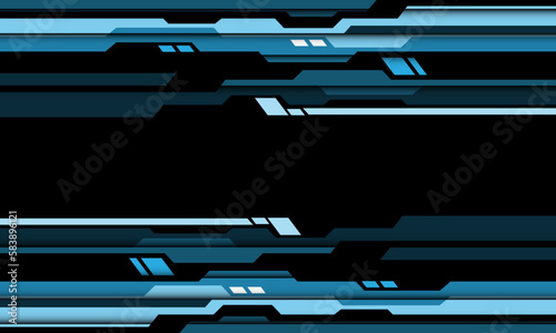 Abstract blue tone black cyber geometric banner style futuristic space design modern technology background vector