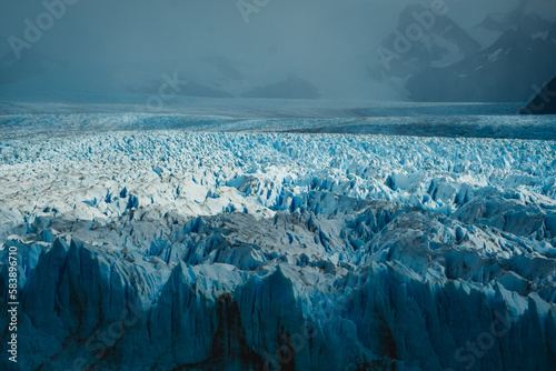 Blue Glacier Landscape Perito Moreno Close-Up, Patagonia Argentina National Park Los Glaciares, Frozen Water Scenery