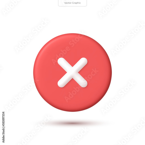 Realistic button to close, delete. Vector cross symbol. 3D vector icon.
