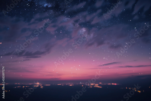 night landscape with pink sky Generative AI
