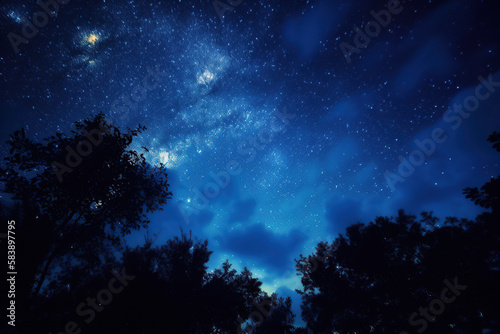 night landscape with blue sky Generative AI