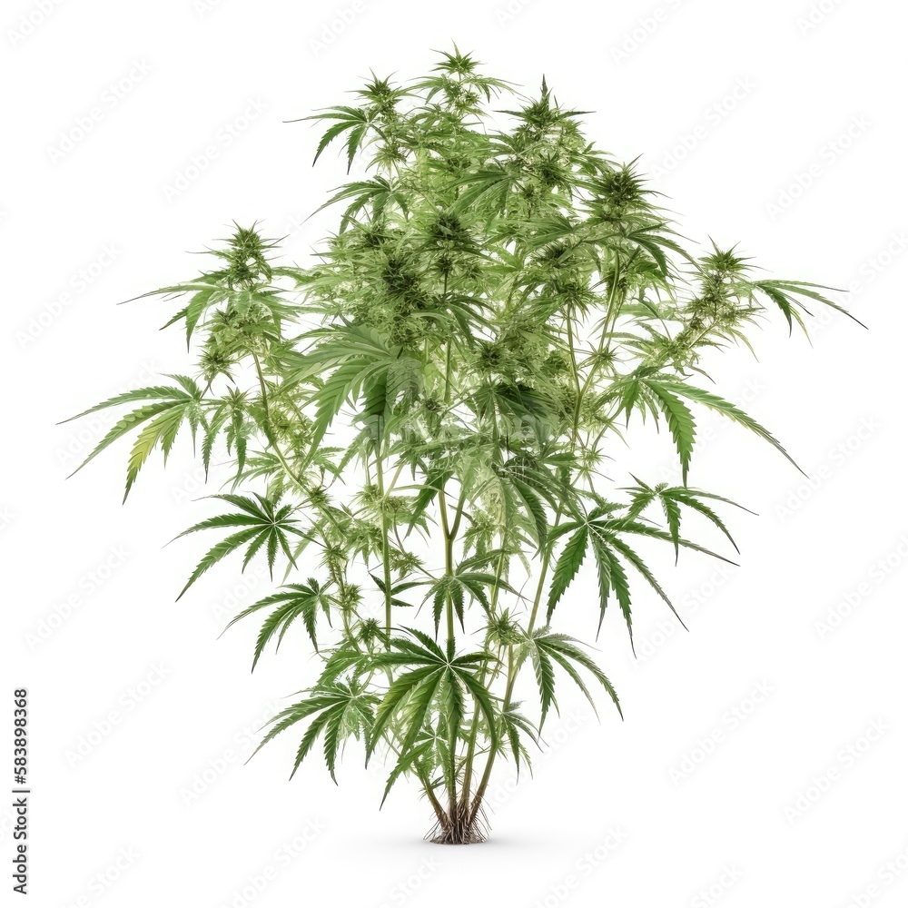 Cannabis hemp plant with white background Generative AI Illustration Cannabis hemp plant with white background Generative AI Illustration
