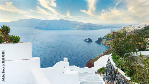 White architecture on Santorini island, Greece.